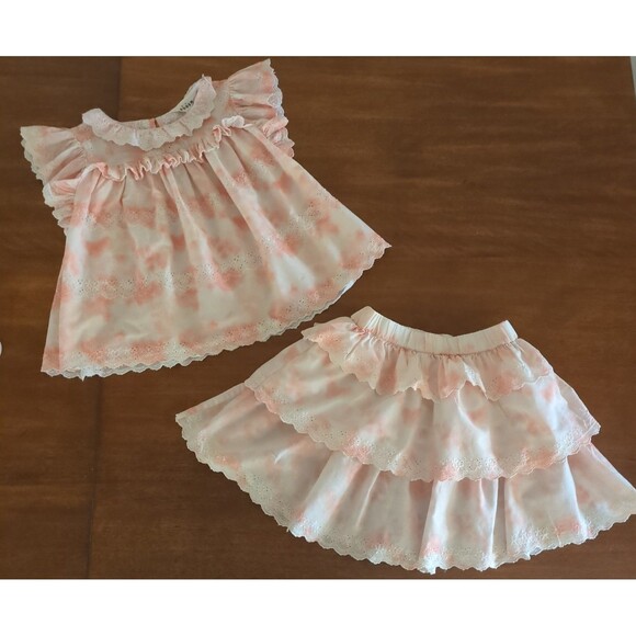Mini Boden Girls Tie Dye Broderie Top and skirt set size 8/9 EUC - Picture 2 of 10